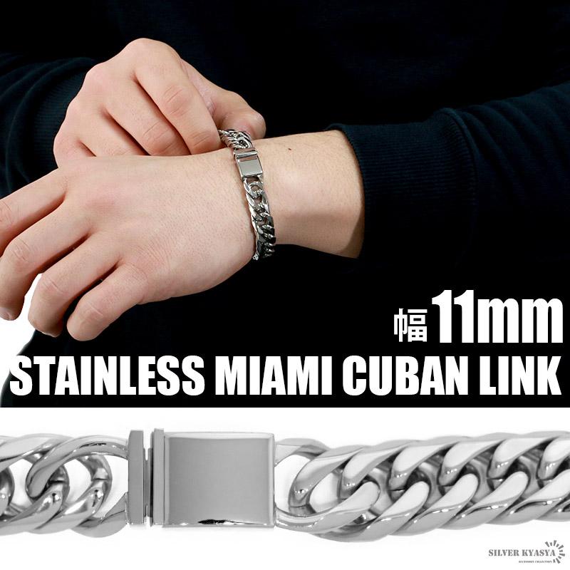 幅11mm ステンレス 6面カット ダブル喜平ブレスレット シルバー 銀色