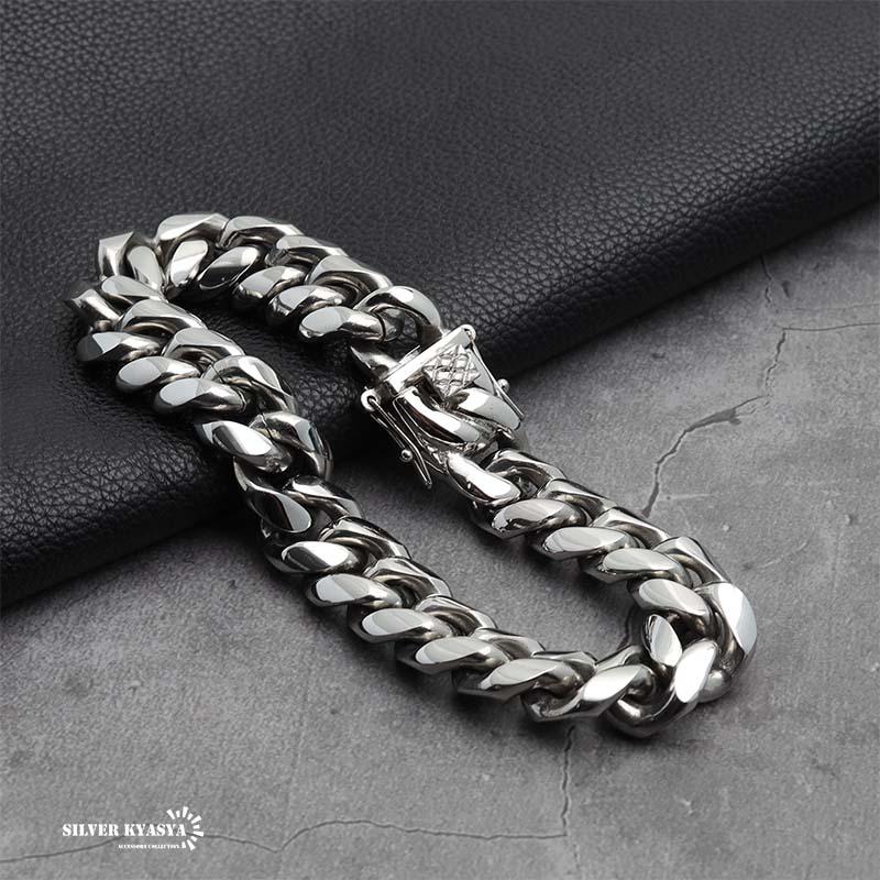ステンレス 316L 幅14mm メンズ ブレスレット シルバー 喜平チェーン
