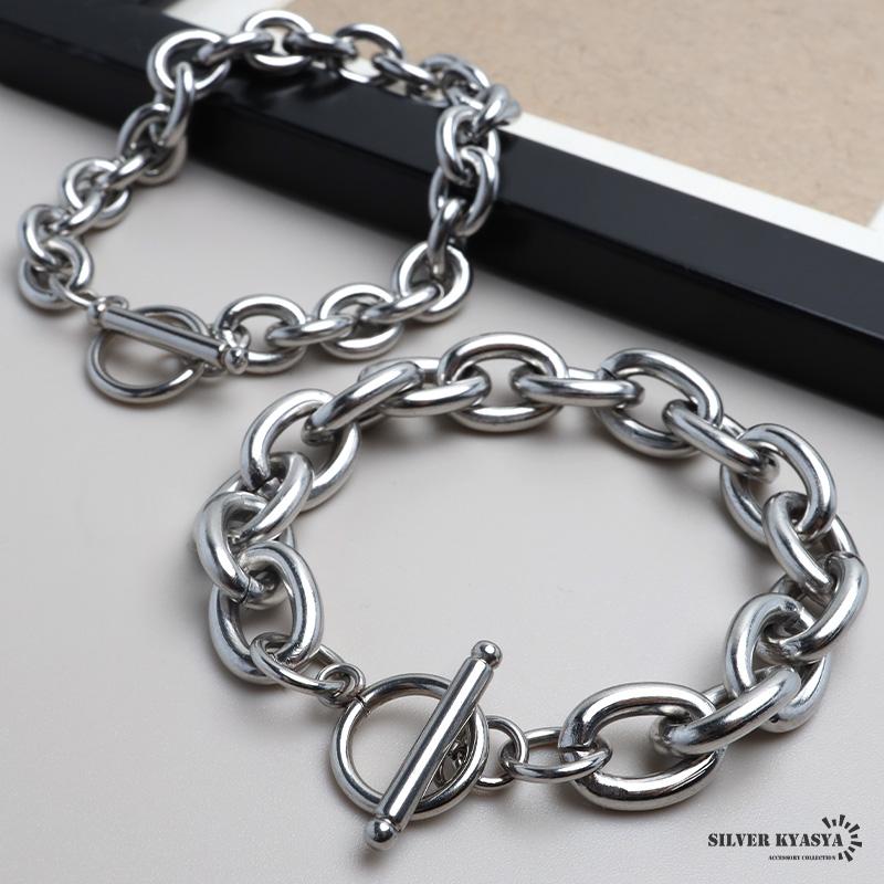 10mm、18cm) ステンレス チェーンブレスレット マンテル ブレスレット