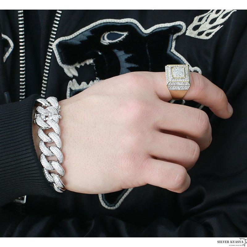 シルバー、8inch(約20cm)) B系ブレスレット 金 ゴールド 喜平