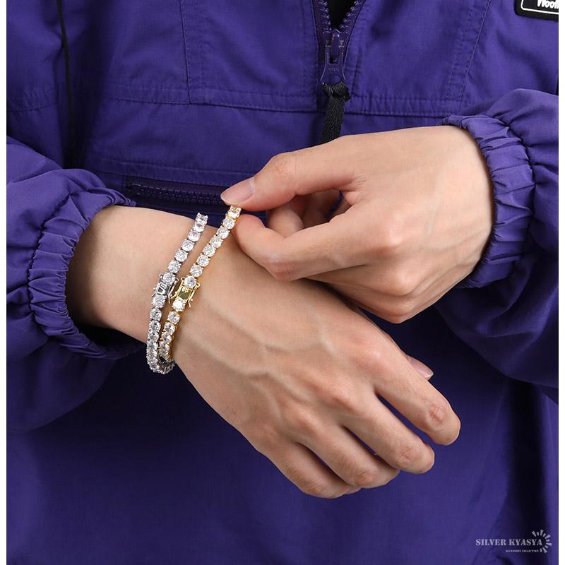8inch(約20cm)) テニスチェーンブレスレット パヴェ CZ 18k GP 二重