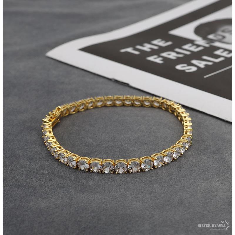 8inch(約20cm)) テニスチェーンブレスレット パヴェ CZ 18k GP 二重