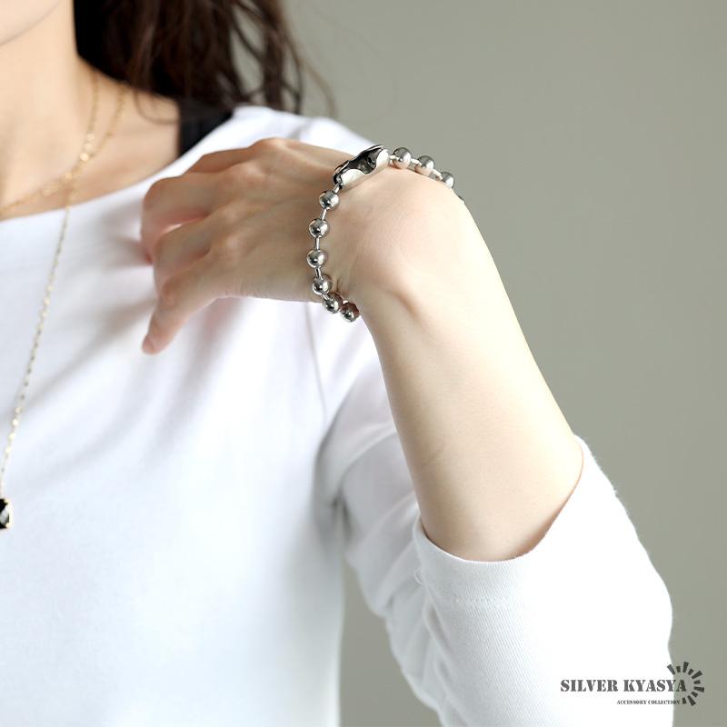 20cm) ラージボールブレスレット シルバー ステンレス ボールチェーン 