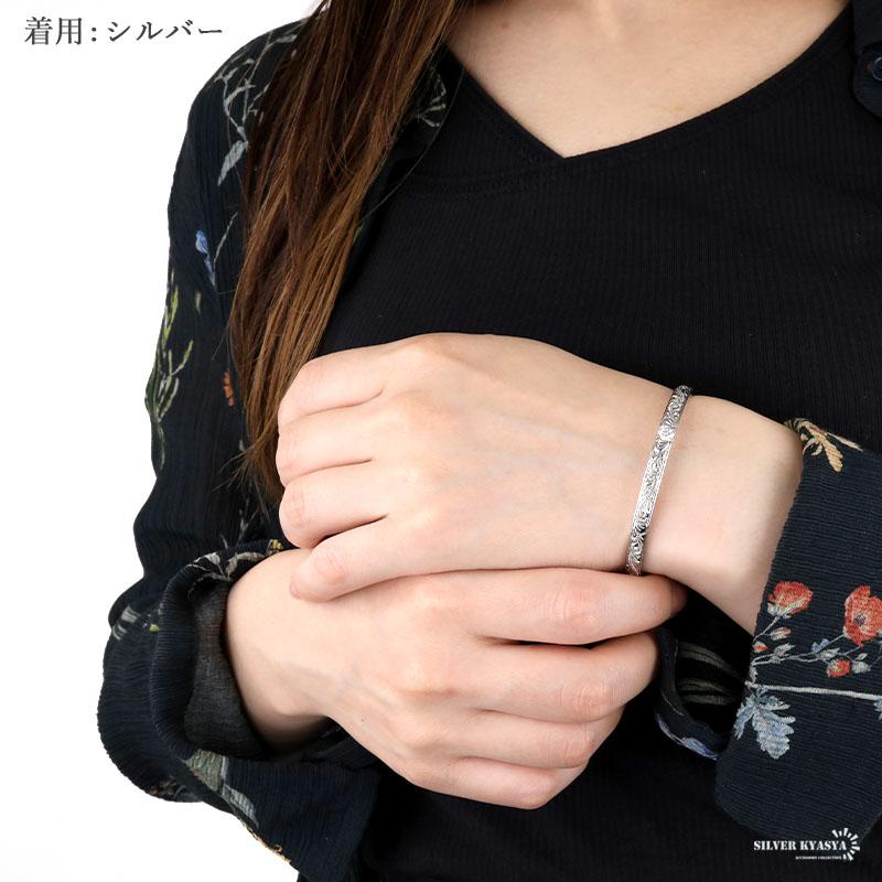 シルバー) ハワイアンジュエリー バングル シルバー ゴールド CZ シルバー) ハワイアンジュエリー バングル シルバー ゴールド CZ