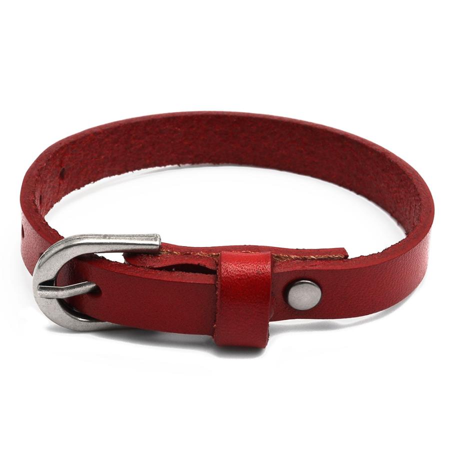 ブラウン) ブレスレット レザー 本革 牛 ベルト バックル オレンジ