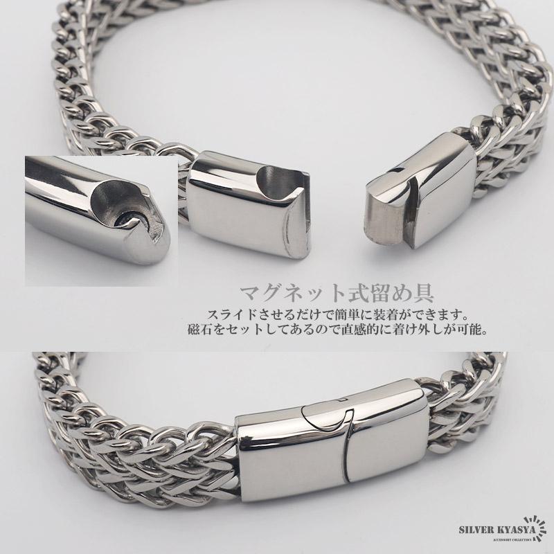 シルバー) スカルブレスレット ごつめ メンズ ステンレス ブレスレット 