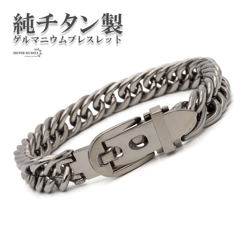 純チタンブレスレット ベルト ダブル喜平ブレスレット シルバー