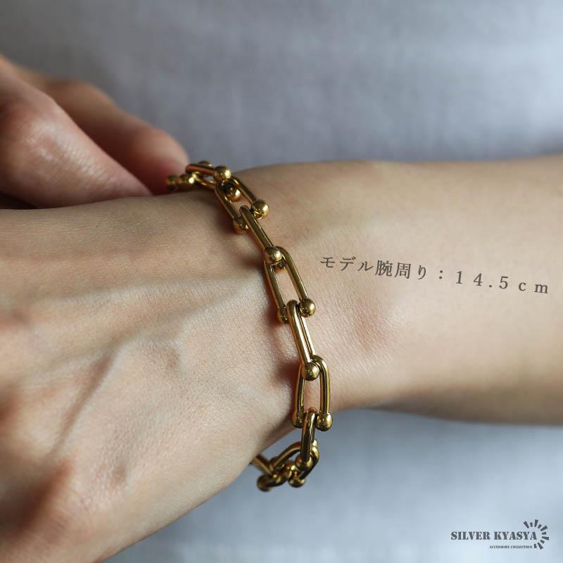 ゴールド) Uチェーンブレスレット レディース ステンレス 18K GP