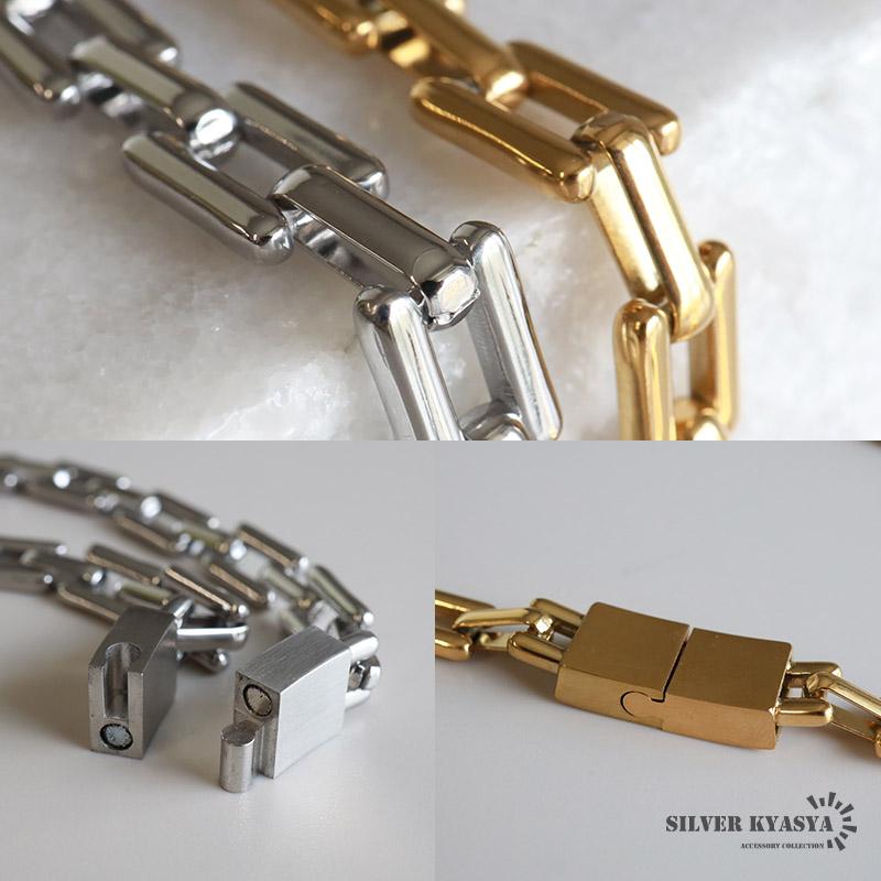 18cm) チェーンブレスレット プレートブレスレット ステンレス