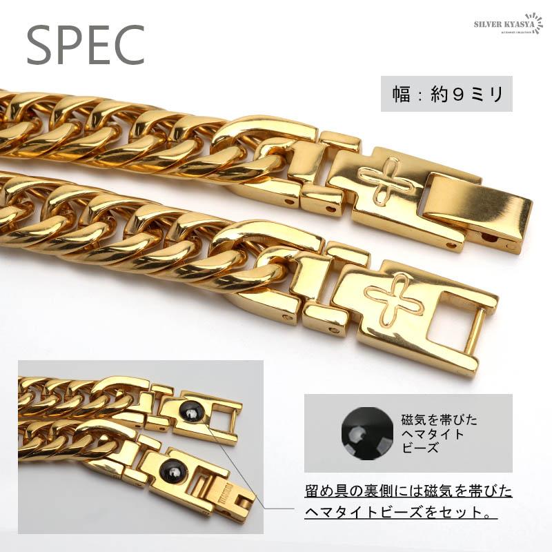 21cm) 純チタン ダブル喜平チェーンブレスレット 6面カット 磁気
