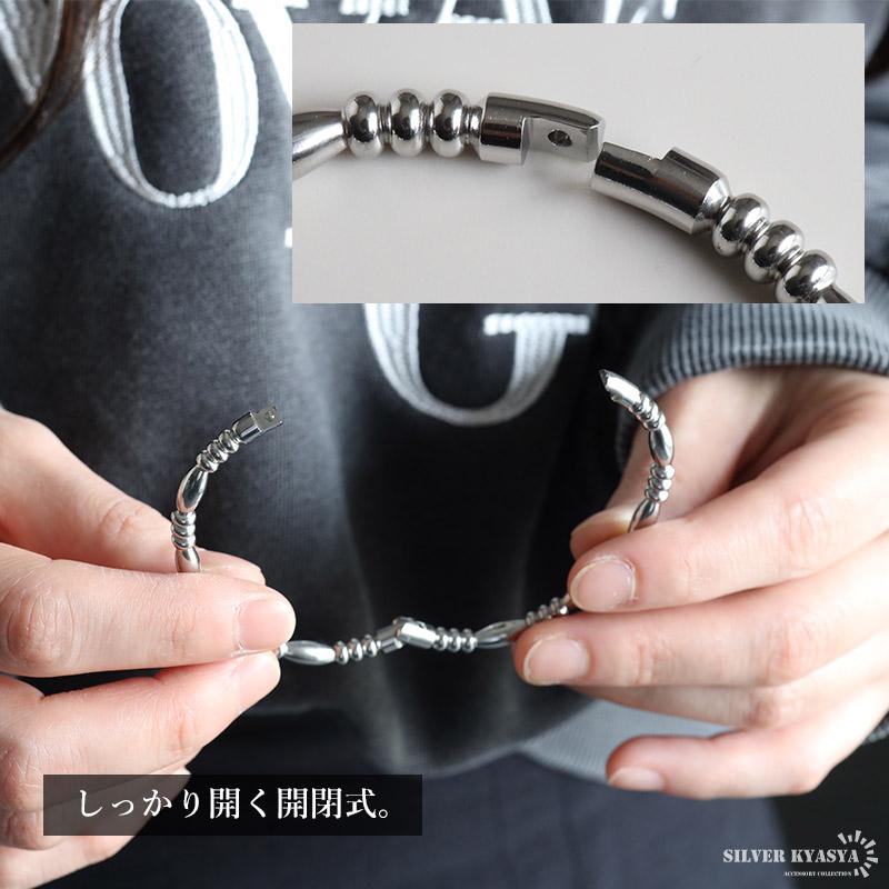 シルバー) ステンレス シンプルバングル ミックスデザインバングル