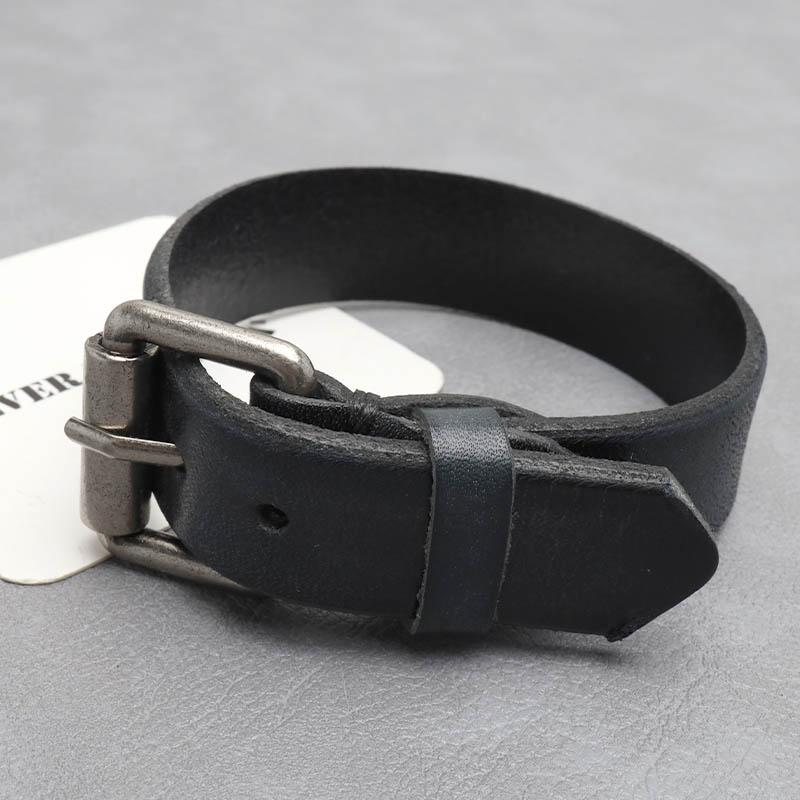 レザーバングル 牛 本革 レザーブレスレット ブラック 腕輪 パンク