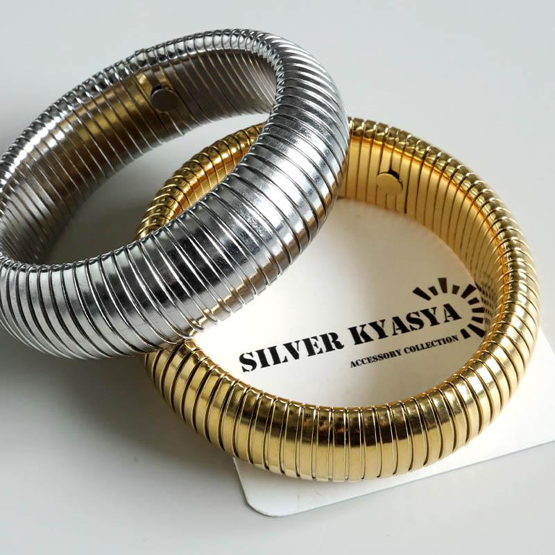 シルバー、内径55mmタイプ) ステンレス ワイドブレスレット 欧米で人気