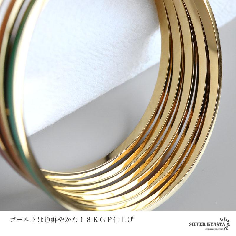 レッド) ステンレス ラインバングル ゴールドバングル シンプル
