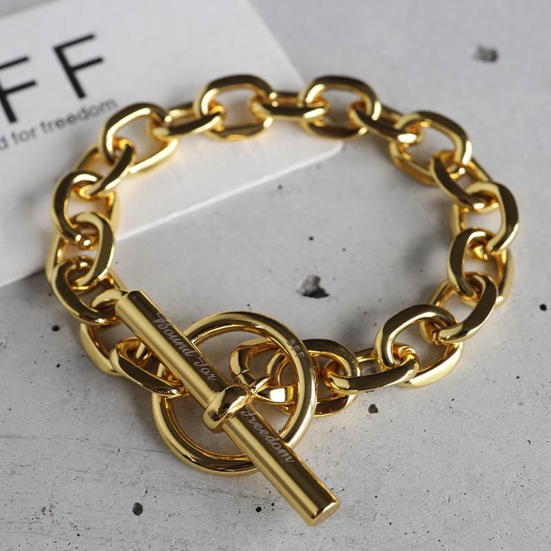 24cm) BFF ブランド マンテル チェーンブレスレット 太幅 ワイド