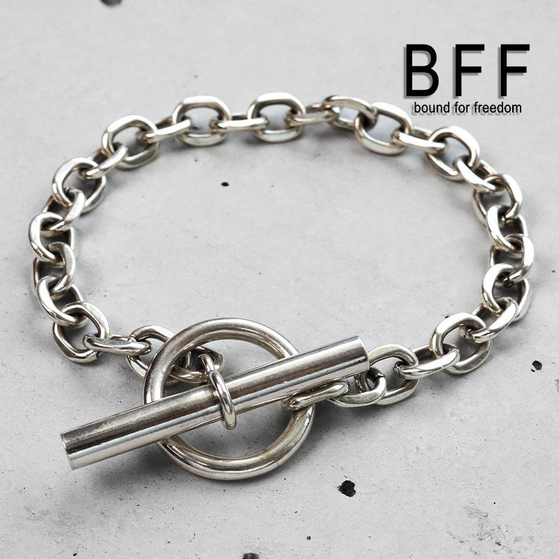 18.5cm) BFF ブランド 幅8mm マンテル チェーンブレスレット シルバー