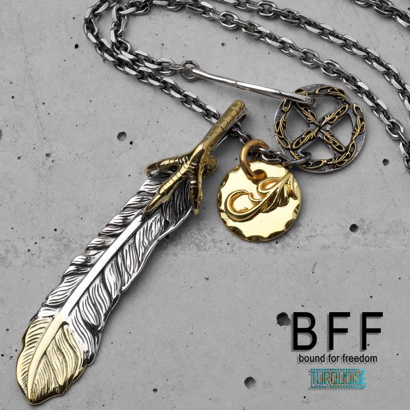 フェザーネックレス シルバー925 金爪 カスタム BFF品質証明書付き BFF ブランド フェザーネックレス シルバー925 金爪 先金 ネイティブ