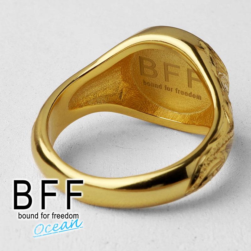 (7号) BFF ブランド 印台リング メンズ 丸型 シルバー925 ゴールド 18K GP 金属アレルギー対応 専用BOX付属_3