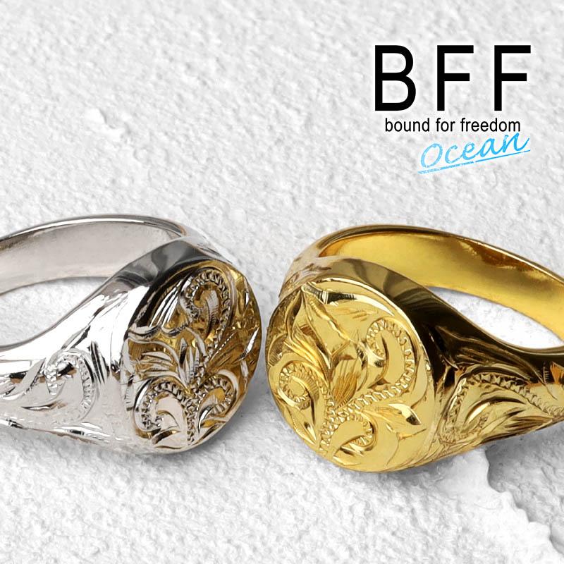 (7号) BFF ブランド 印台リング メンズ 丸型 指輪 シルバー925 シルバー 手彫り 金属アレルギー対応 専用BOX付属_1