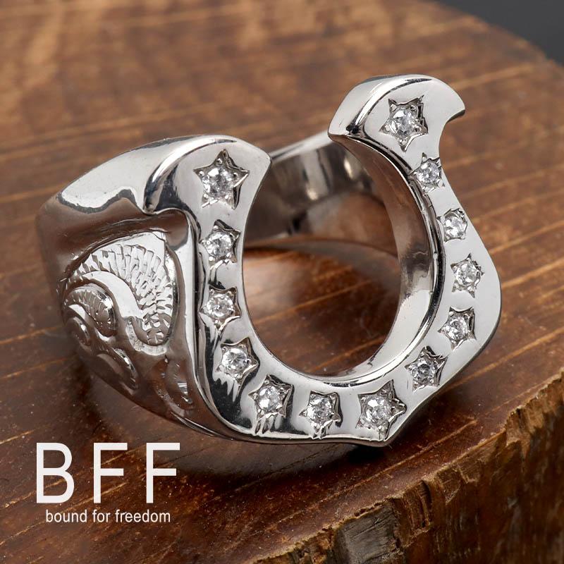 10号) BFF ブランド シルバー925 馬蹄リング ホースシューリング 印台