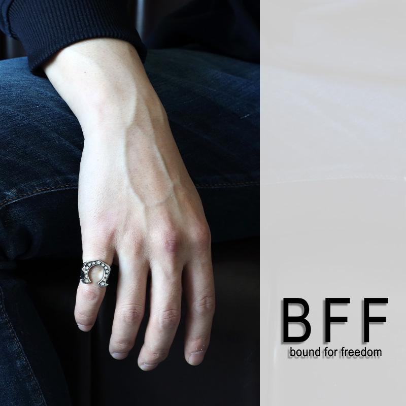 12号) BFF ブランド シルバー925 馬蹄リング ホースシューリング 印台