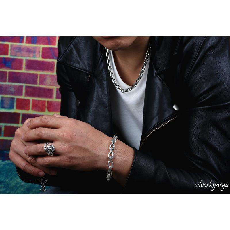 シルバー925素材 シルバーブレスレット チェーン リンク ブレスレット 925 太幅 8mmの画像