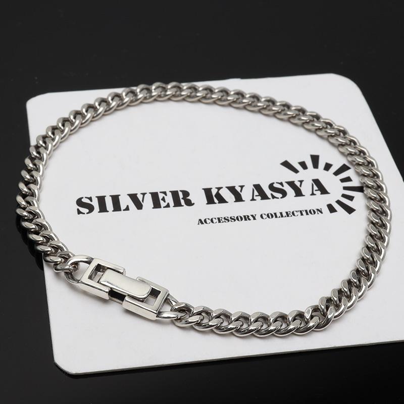 18cm) シルバー925 メンズ 喜平ブレスレット 幅4mm チェーン