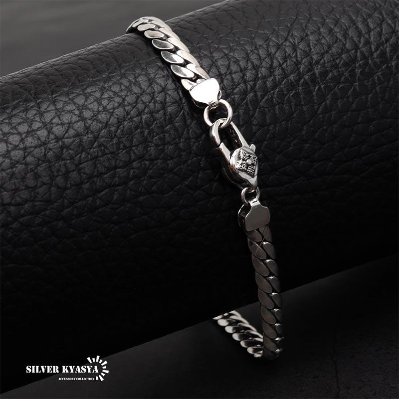 silver 925 2面シングル 喜平 ブレスレット マイアミ 印台 シルバー シルバー925 チェーンブレスレット 喜平 2面カット マイアミキューバン