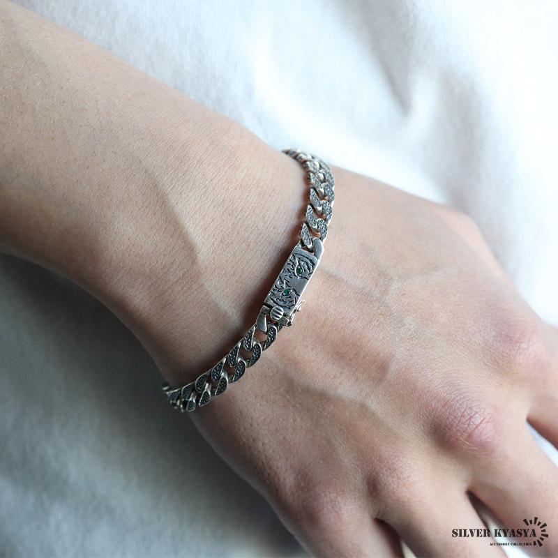 シルバー925 タイガーブレスレット 唐草ブレスレット 喜平ブレスレット 
