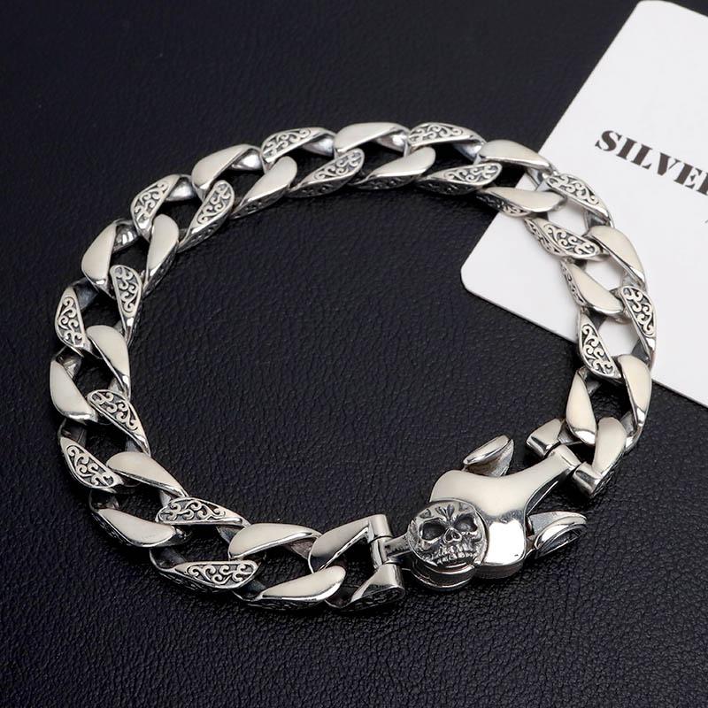 シルバー925 スカルブレスレット 唐草ブレスレット 喜平ブレスレット