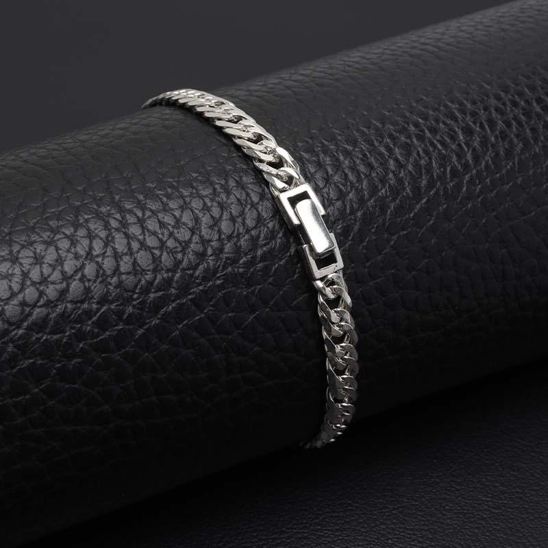 シルバー925 チェーンブレスレット メンズ 6面カット ダブル喜平