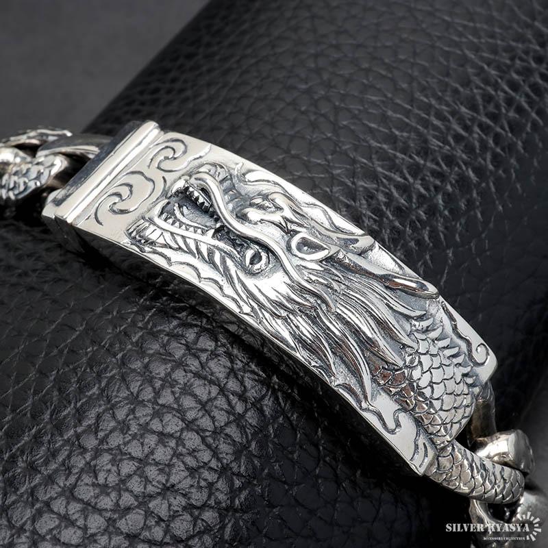 シルバー925 ドラゴンブレスレット バックル 龍ブレスレット 重厚感 ごつめ シルバーブレスレット メンズ 金属アレルギー対応の画像