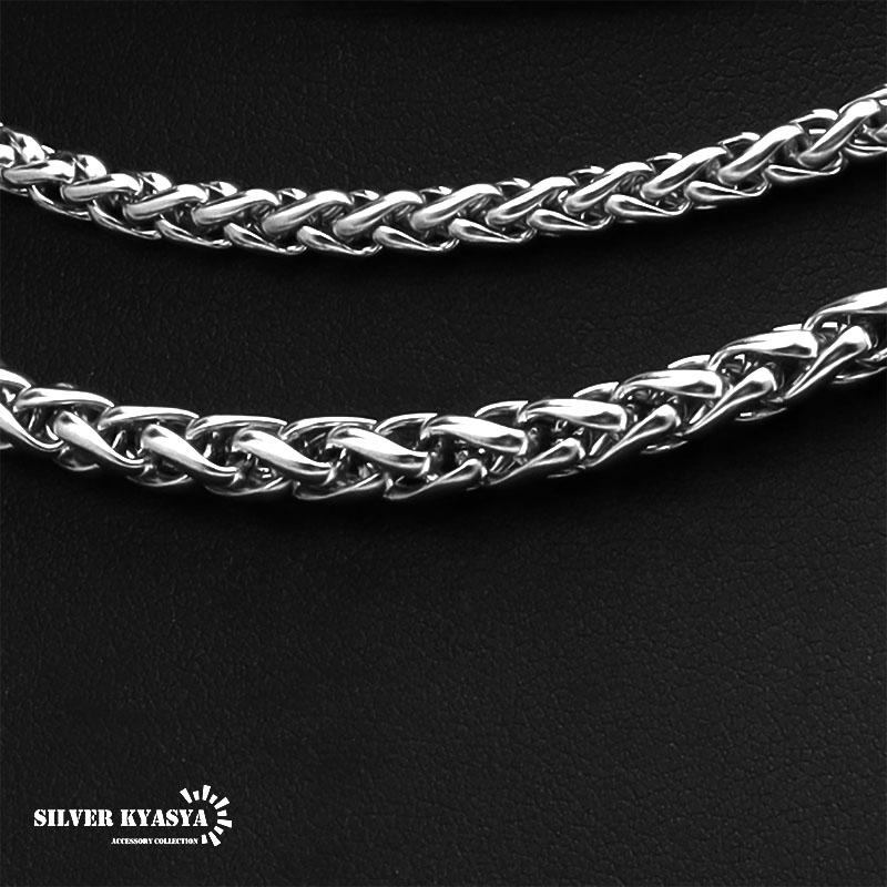4mm、50cm) ステンレス スピガチェーン シルバー メンズ ネックレス