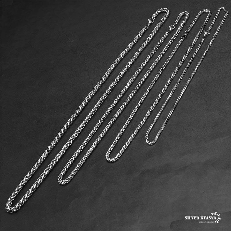 4mm、50cm) ステンレス スピガチェーン シルバー メンズ ネックレス