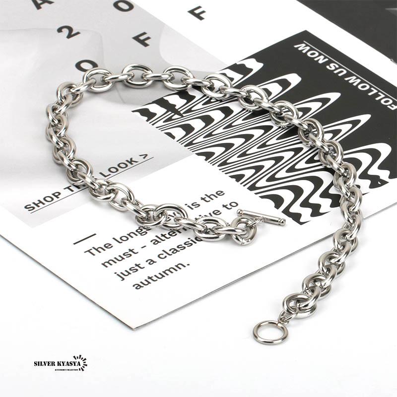 50cm) 太幅 マンテルチェーンネックレス ネックレス シルバー T