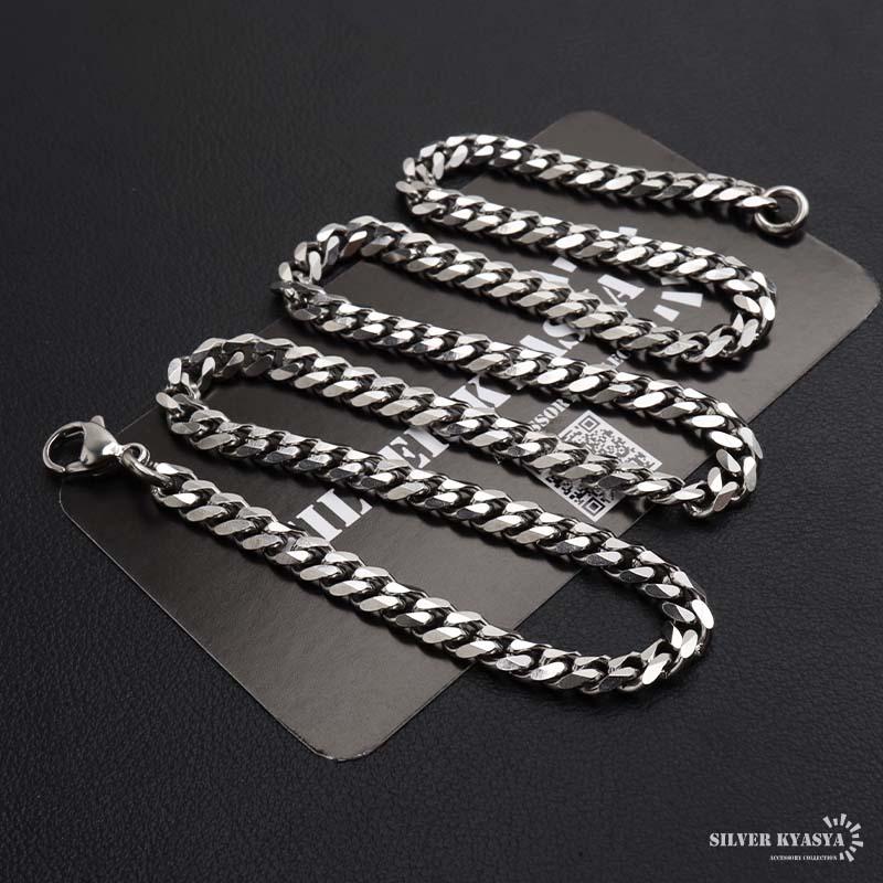 50cm) ステンレス 喜平ネックレス チェーンネックレス 幅5mm シルバー