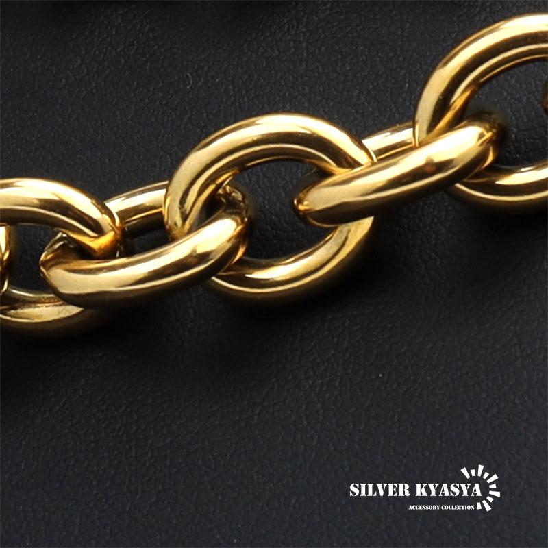 9mm、60cm) ステンレス あずきチェーンネックレス ゴールド 18K GP