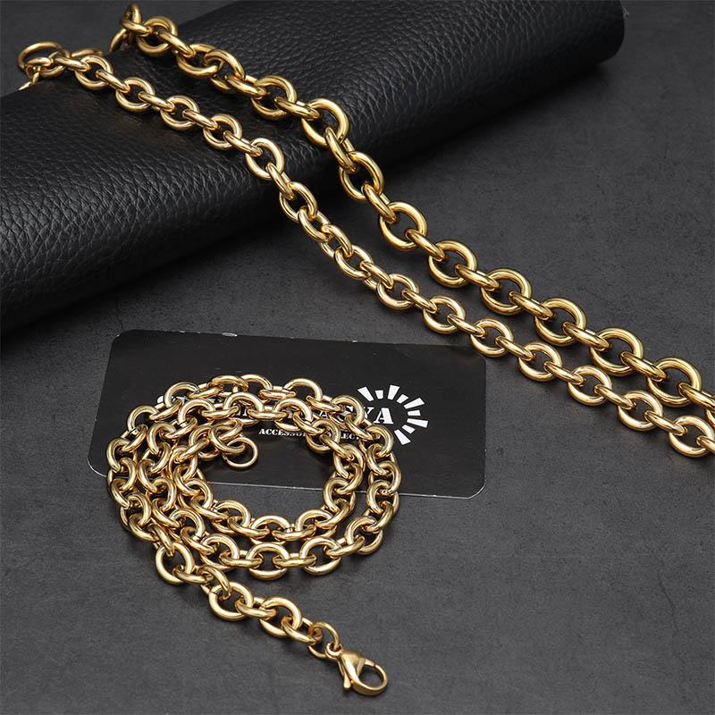 9mm、60cm) ステンレス あずきチェーンネックレス ゴールド 18K GP