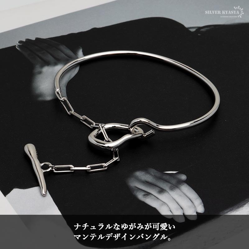 シルバー925 バングル ブレスレット レディース シルバー マンテル チェーン ブレスレット 華奢 細め 金属アレルギー対応_1