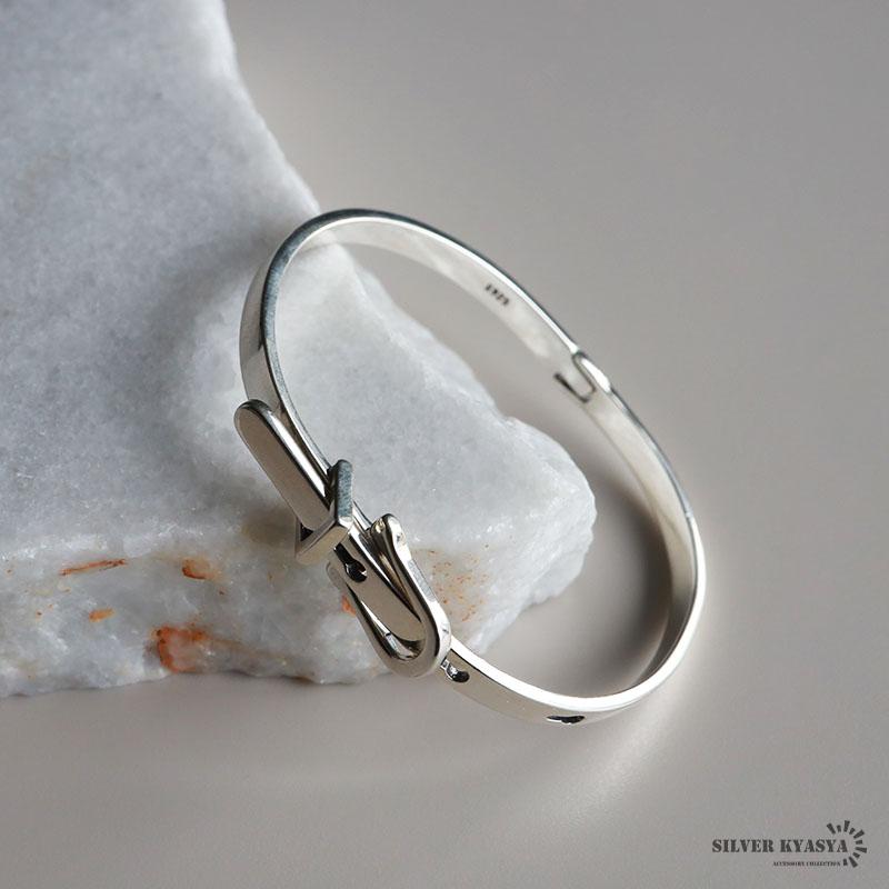 シルバー925 ベルトブレスレット シルバー ベルトバングル 腕輪 細身