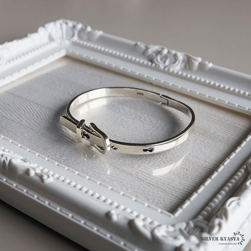 シルバー925 ベルトブレスレット シルバー ベルトバングル 腕輪 細身