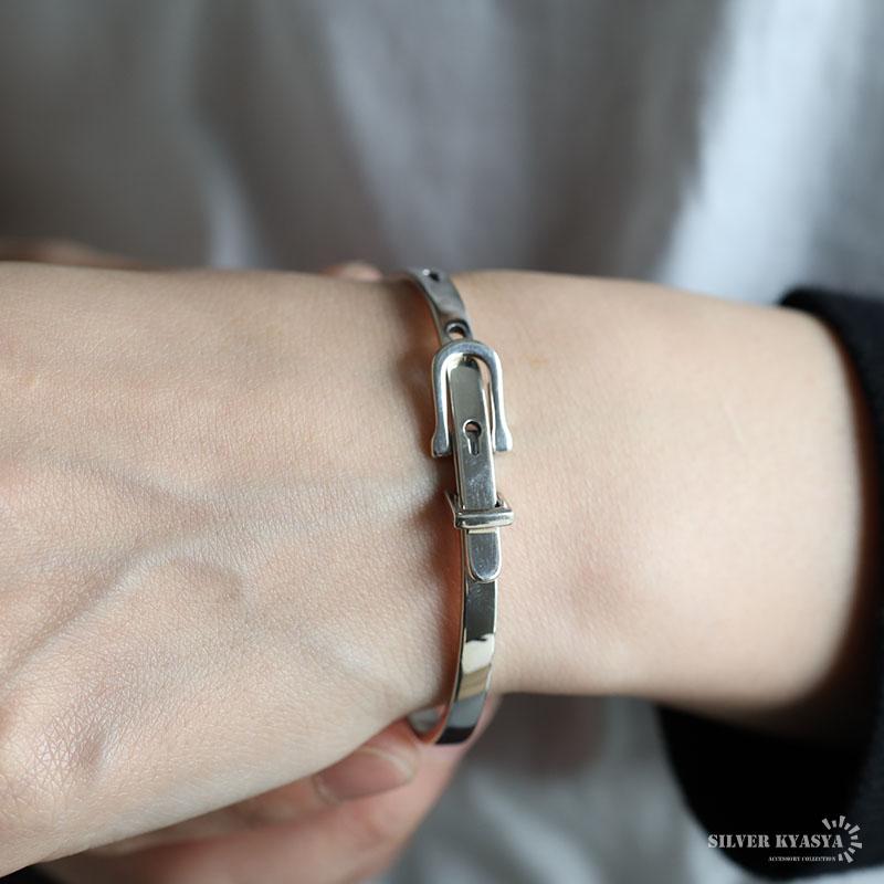 シルバー925 ベルトブレスレット シルバー ベルトバングル 腕輪 細身