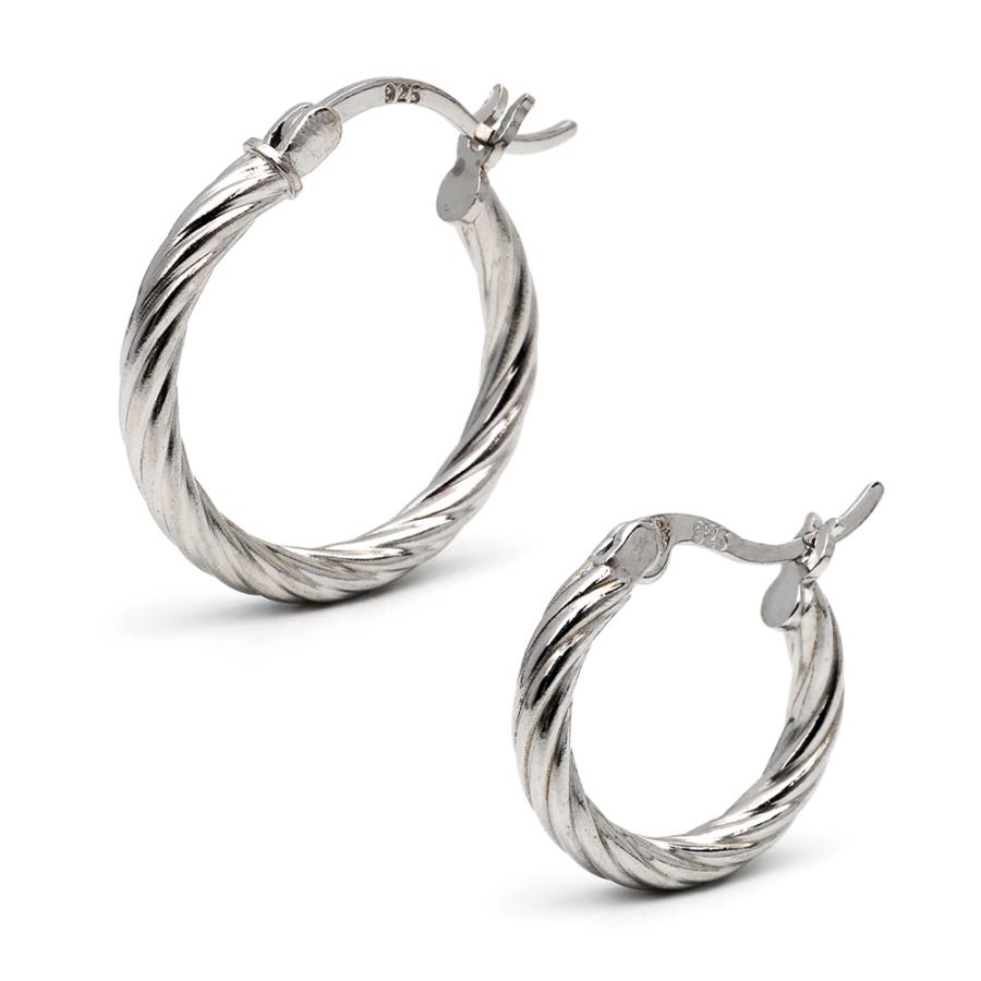 内径15mm) シルバー925 ツイストピアス フープピアス ゴールド 18K GP