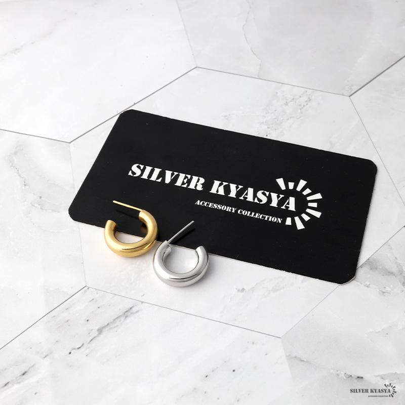 シルバー) シルバー925 チャンキーフープピアス ピアス フープ 18K GP