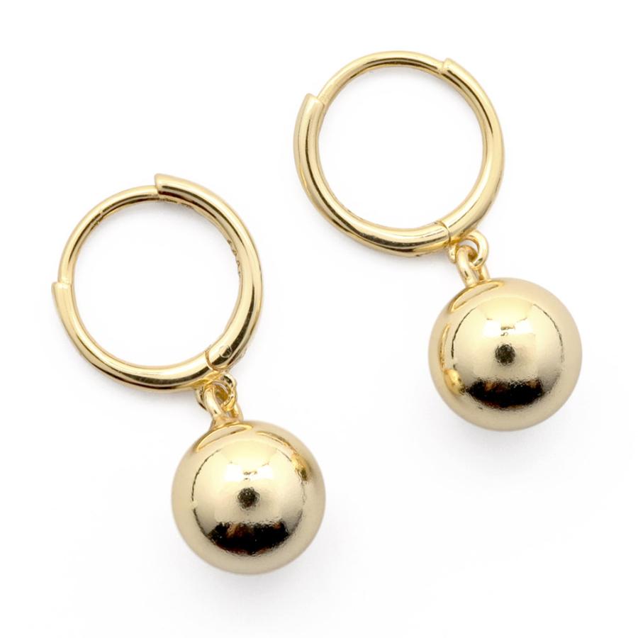 シルバー) ピアス シルバー925 18KGP フープピアス ドロップ ボール