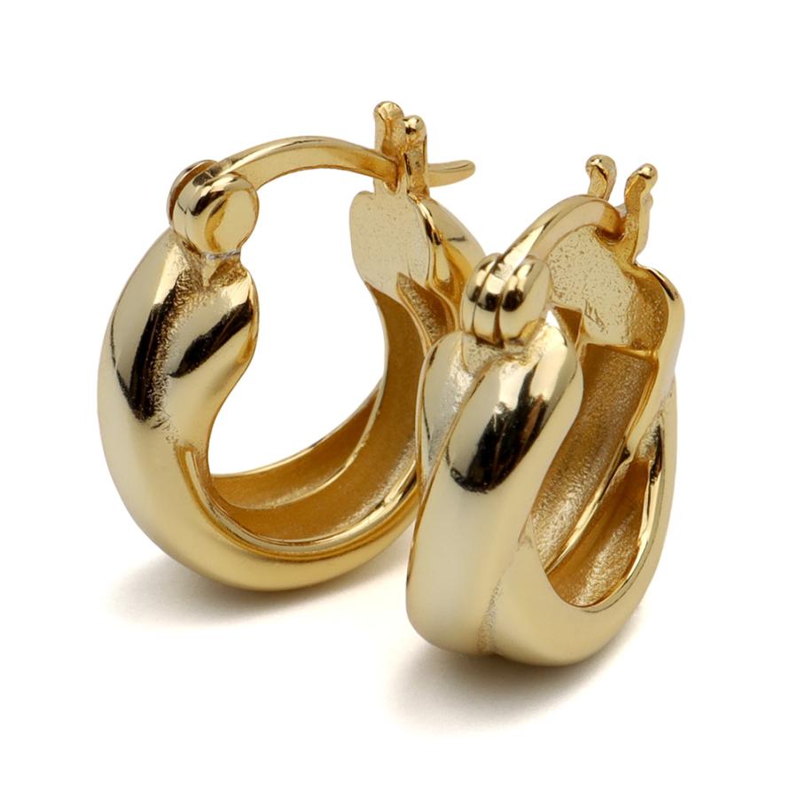 シルバー) ピアス シルバー925 18KGP フープピアス クロス ひねり 交差