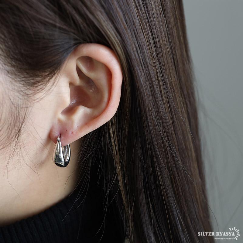 シルバー) シルバー925 フープピアス ぷっくり ゴールド 18K シルバー) シルバー925 フープピアス ぷっくり ゴールド 18K