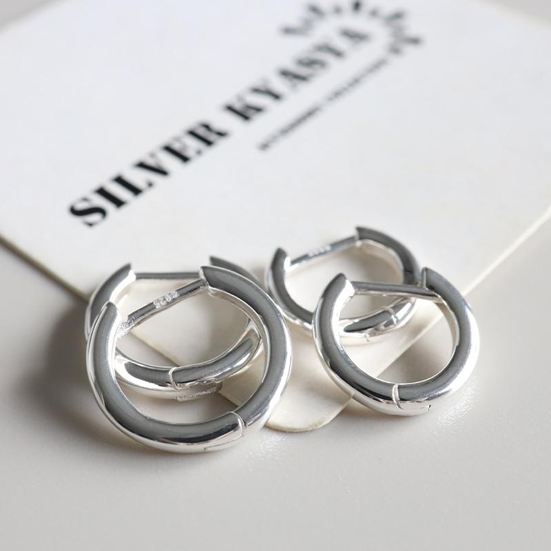 外径13mm) シルバー925 シンプルピアス プレーンピアス フープピアス 2