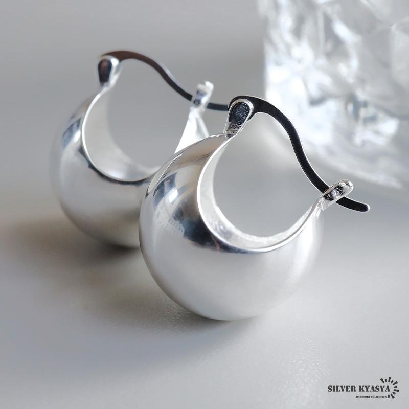 シルバー925 メタルピアス ボールピアス まんまる フープピアス 