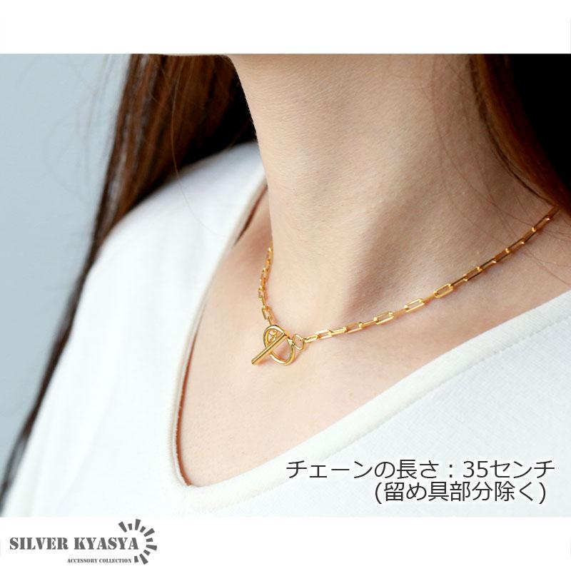 (ゴールド) シルバー925 マンテル チェーンネックレス 18K ゴールド ネックレス チョーカー シルバー 細身_3